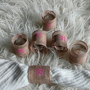 Handmade burlap napkin rings set of 4